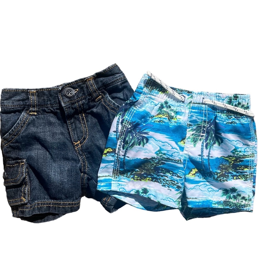 Baby Boy- Baby Gap Swim trunks - 0-6 months; Old Navy Boy Jean Shorts - 3-6 Mo
